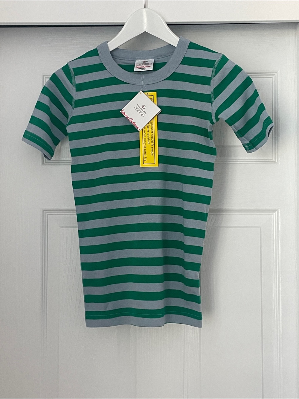 Hanna Andersson Green and Gray Striped Short Sleeve Tee and short set - Picture 3 of 4